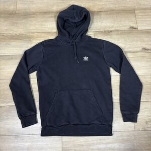Adidas Mens Hoodie Sweatshirt Size L Pullover Black Logo Classic